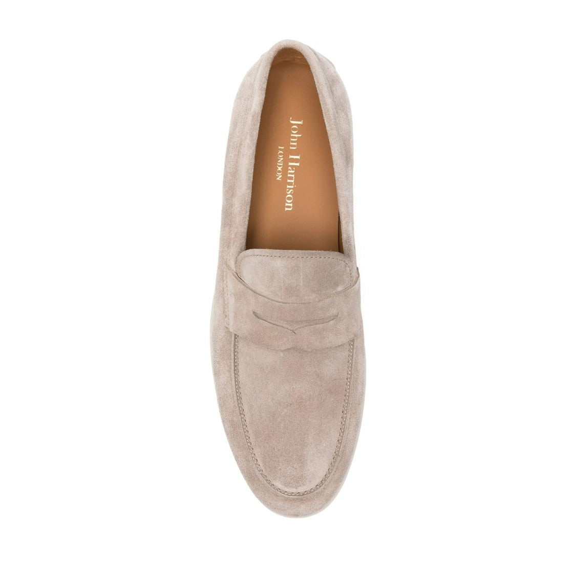 John Harrison Beige Suede Penny Strap Loafers