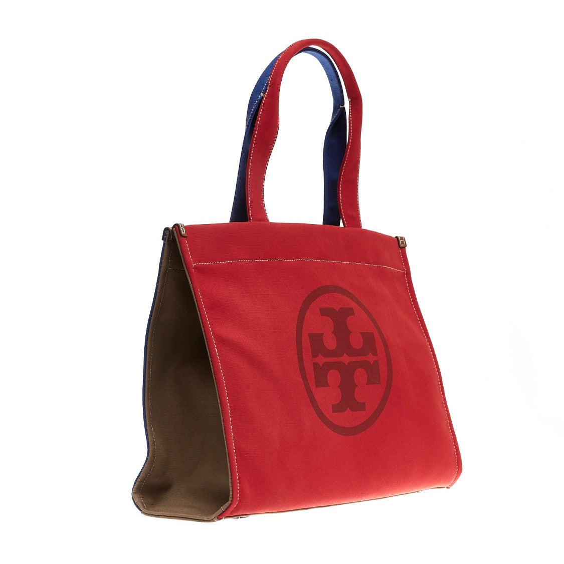 Tory Burch Red And Blue Fabric Tote