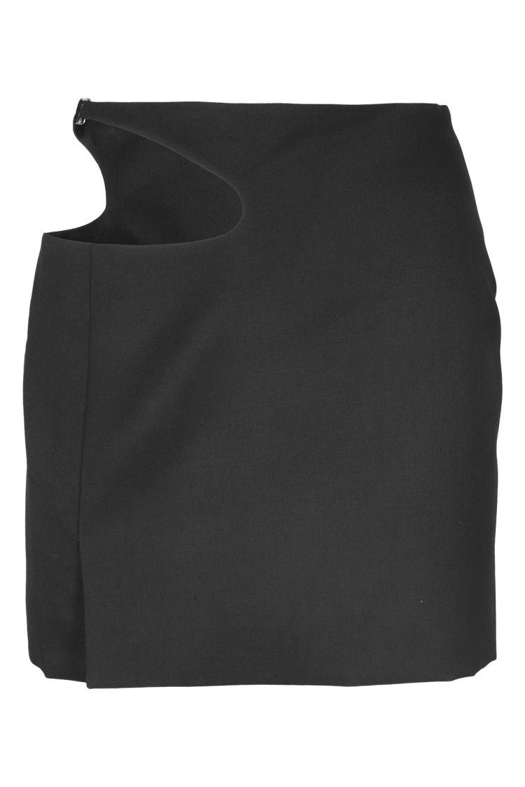 Low Classic Asymmetrical Cut-Out Mini Skirt In Wool