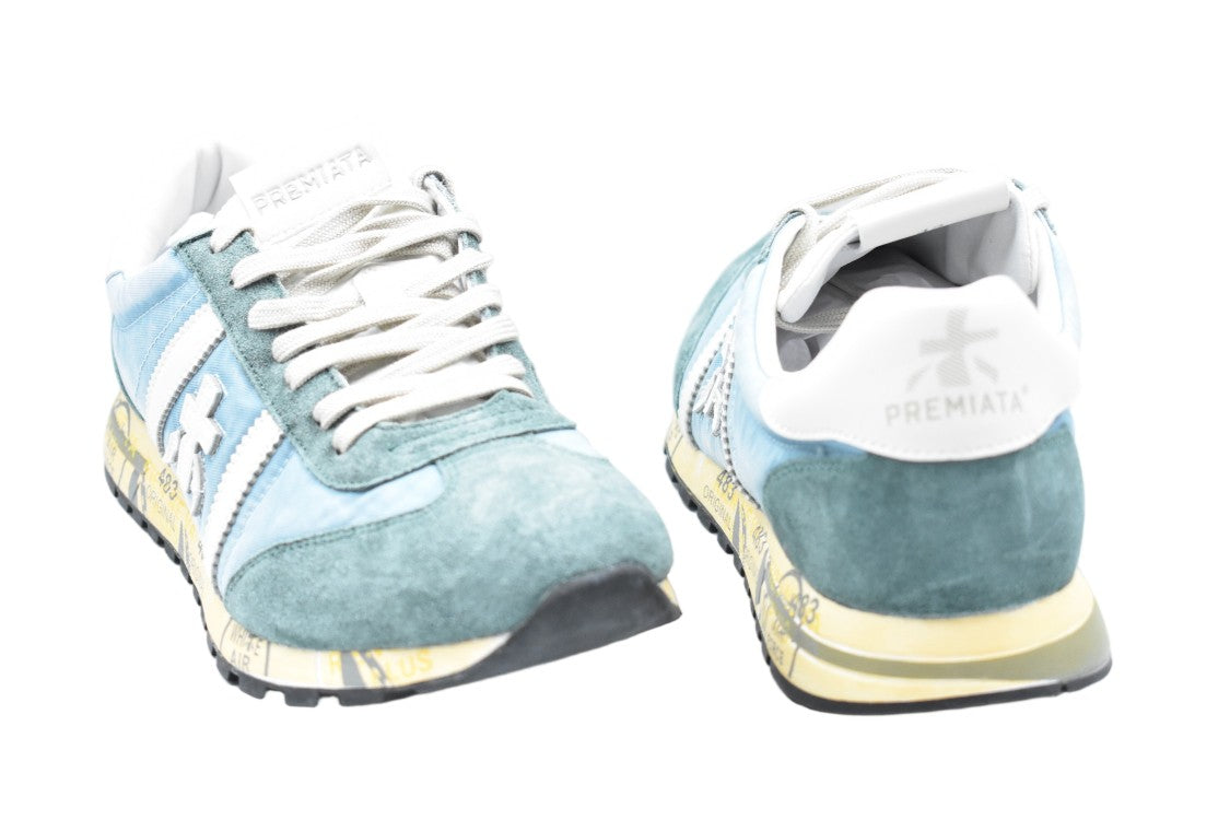 Premiata Blue Suede Fabric Side Logo Shoes
