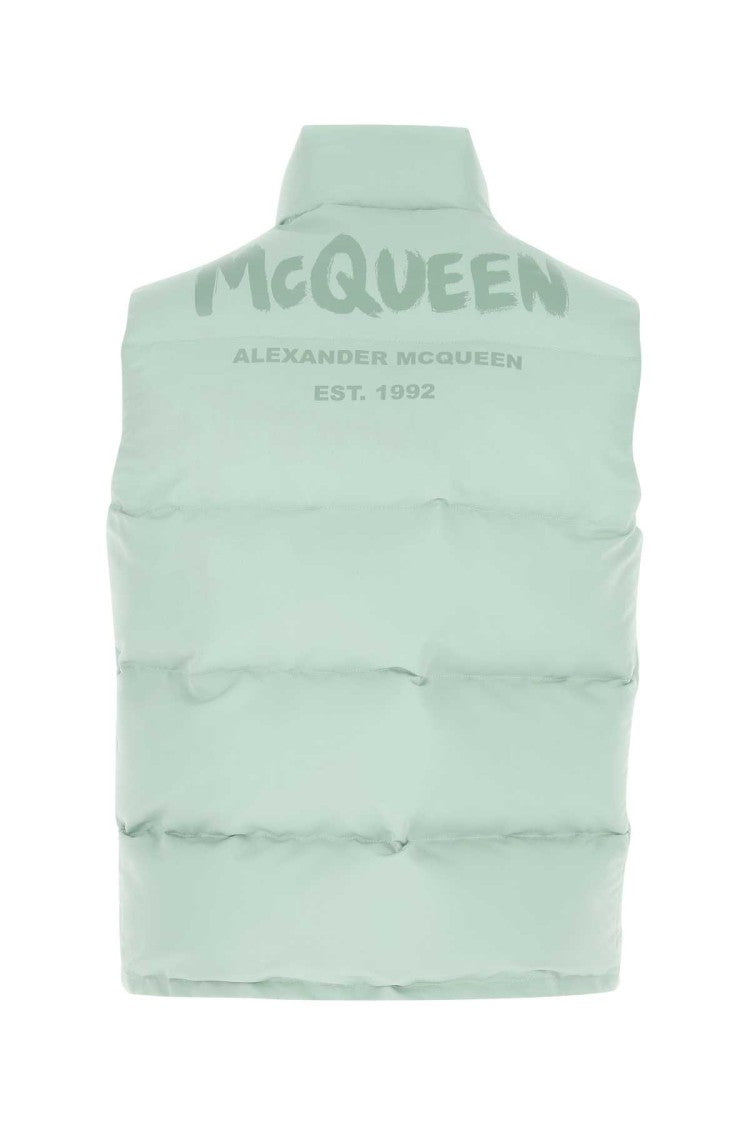 Alexander Mcqueen Sea Green Polyester Sleeveless Padded Jacket