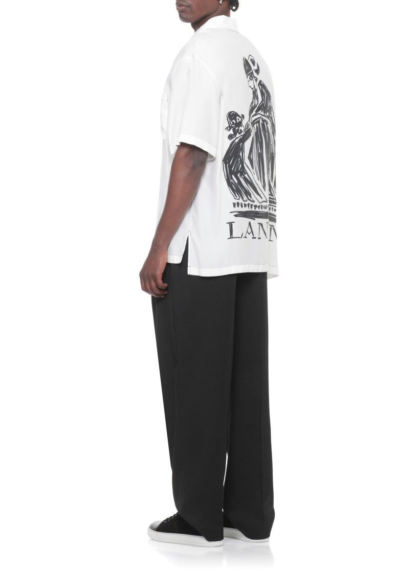 Lanvin White Rayon Rear Print Shirt