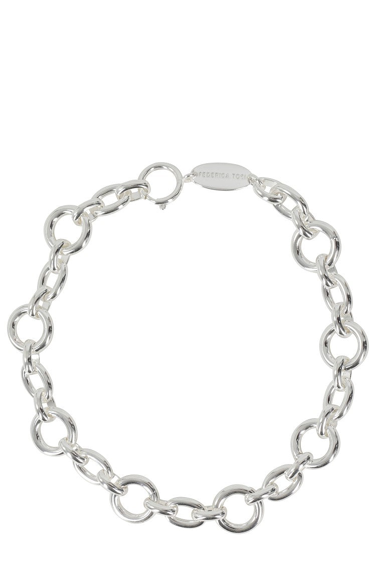 Federica Tosi Oval And Round Link Silver Necklace