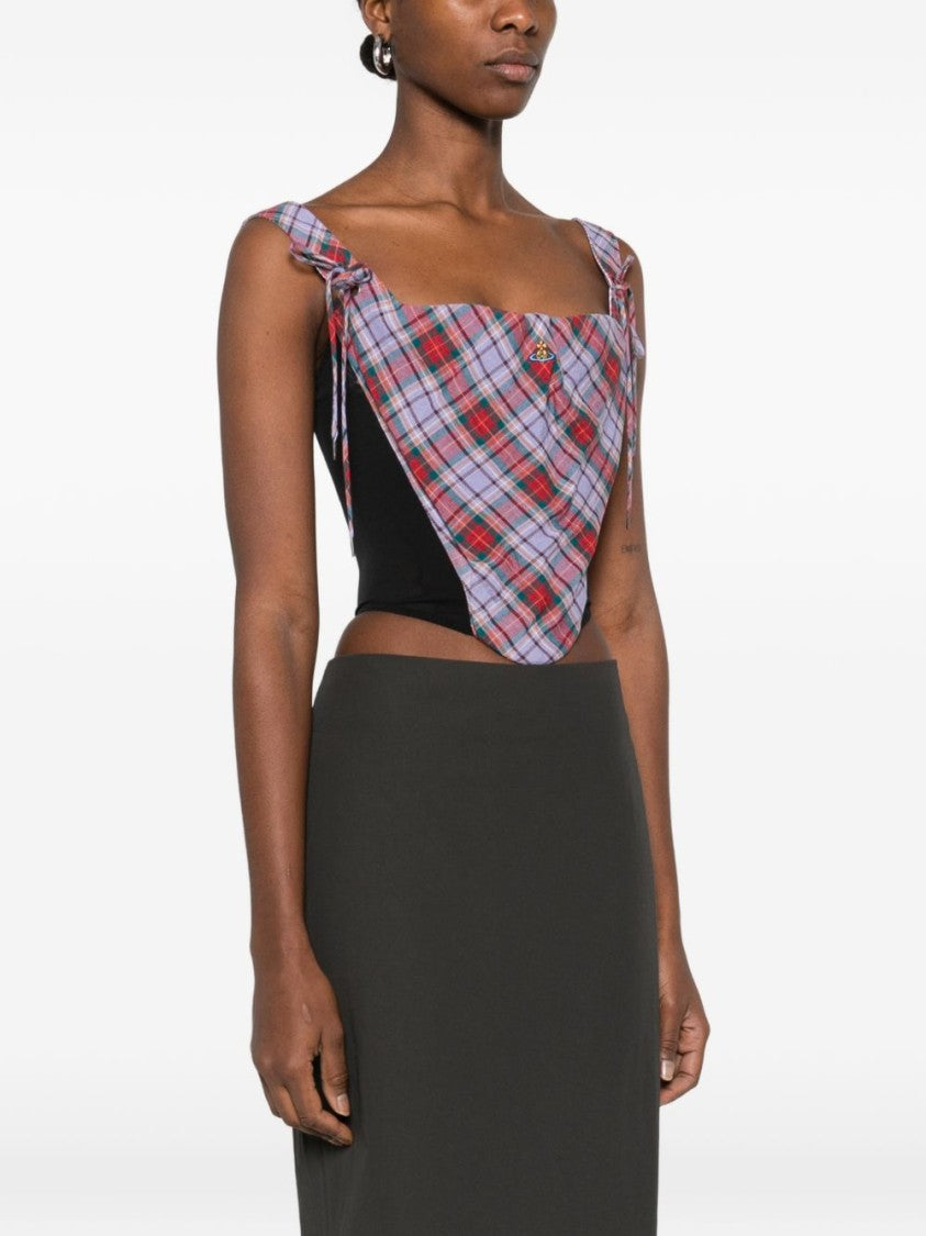 Vivienne Westwood Red Purple Tartan Tie Square Top