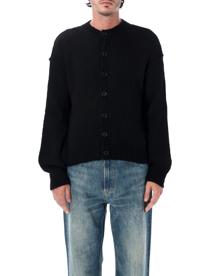 Our Legacy Pitch Slub Twisted Pure Wool Leather Button Cardigan