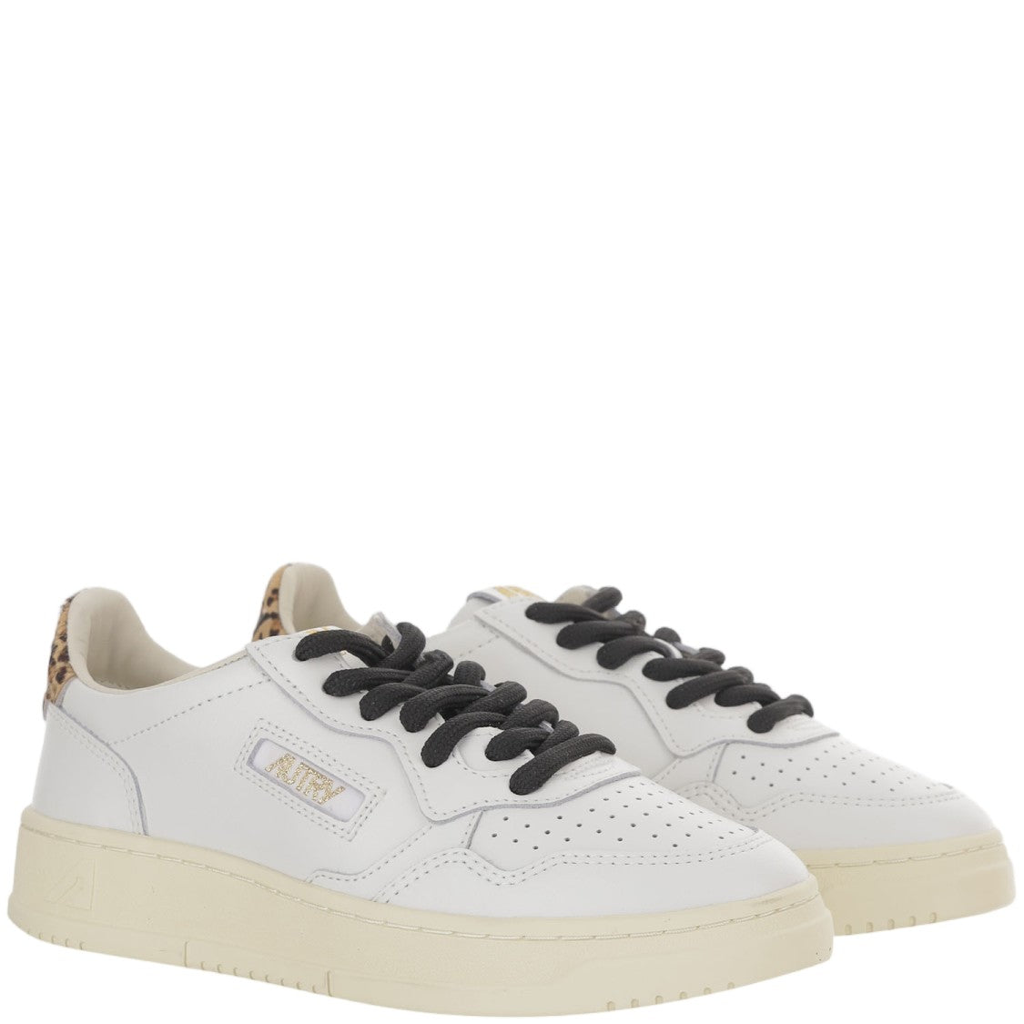 Autry Medalist Low Leather Sneakers With Animal-Print Heel Tab