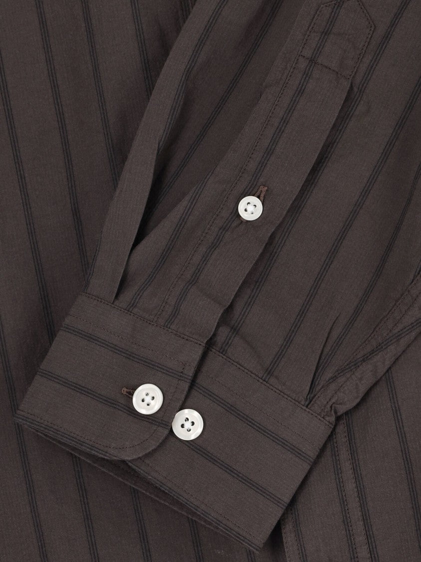 Mfpen Brown Essay Striped Cotton Shirt