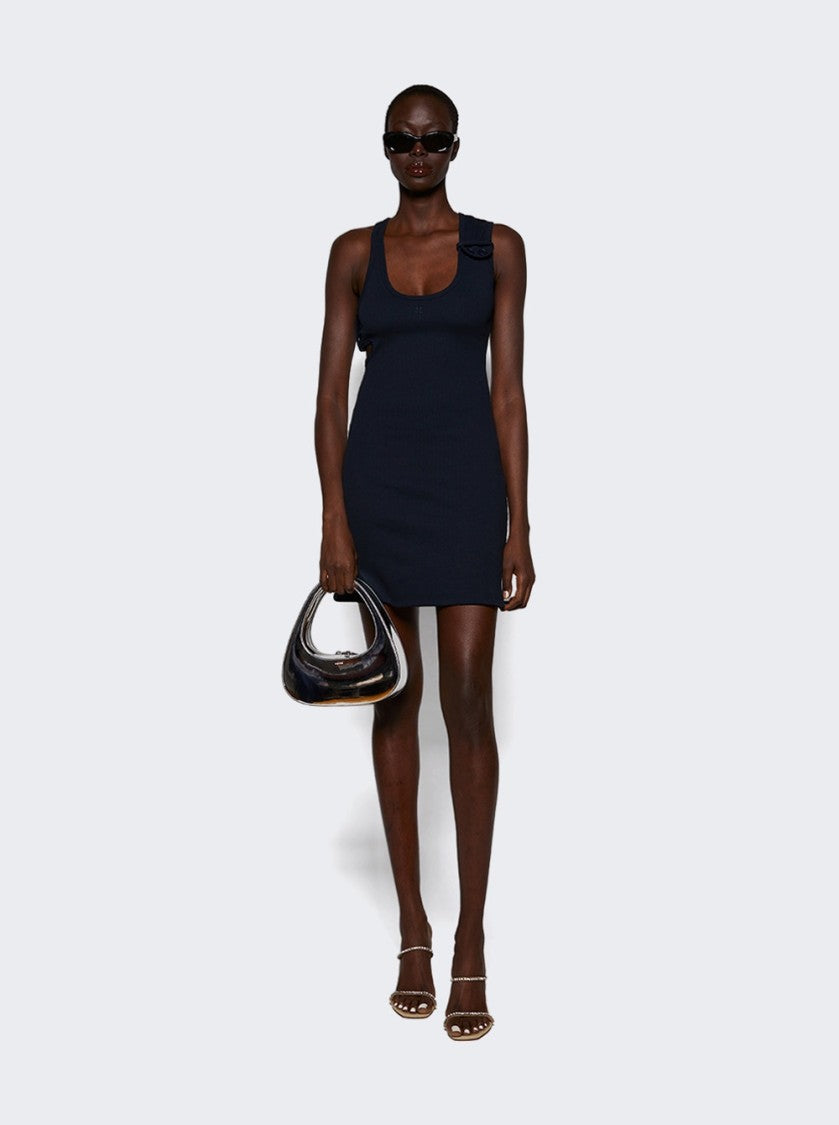Courrèges Double Buckle 90'S Rib Dress Navy