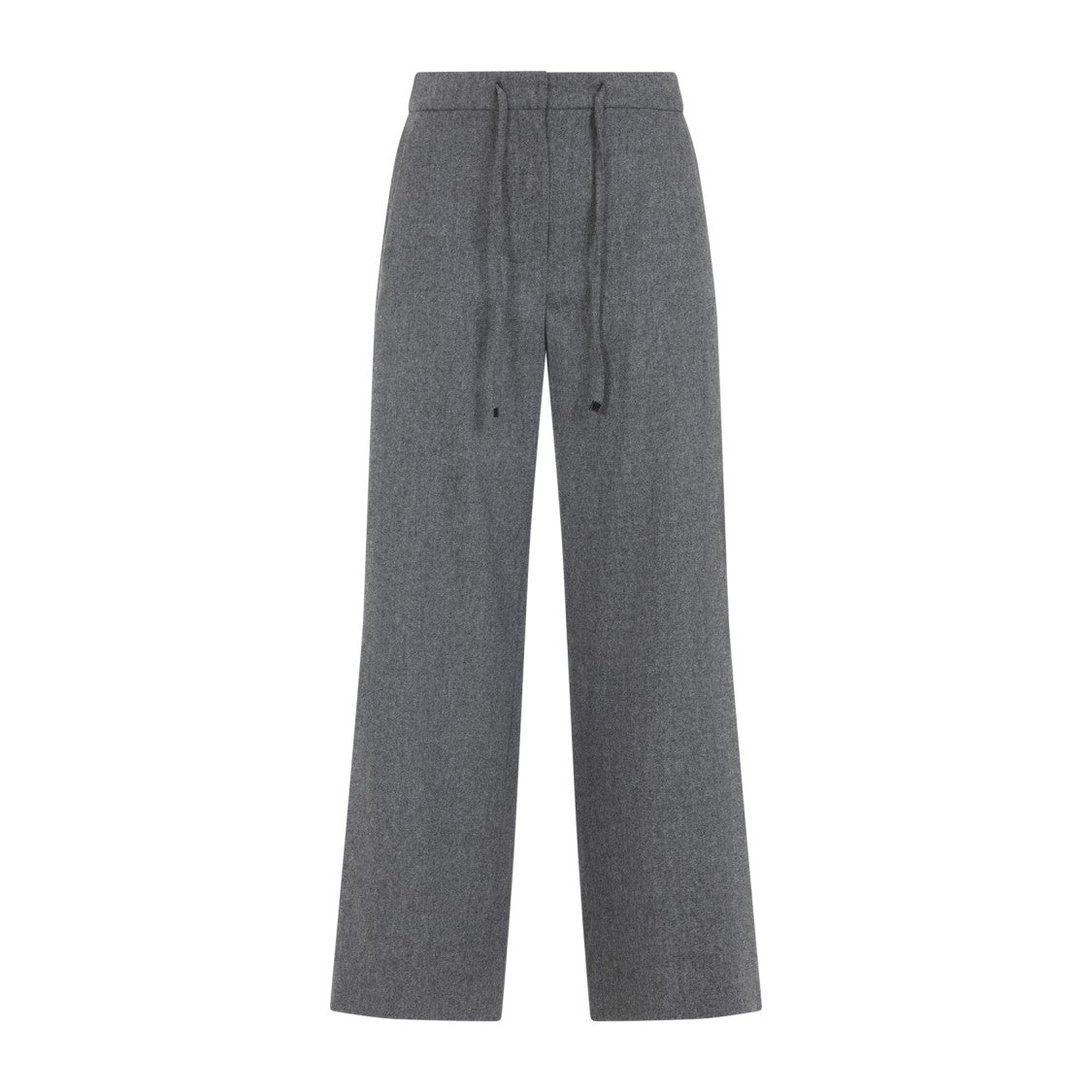 Max Mara Cropped Wide-Leg Pants In Textured Grey Fabric