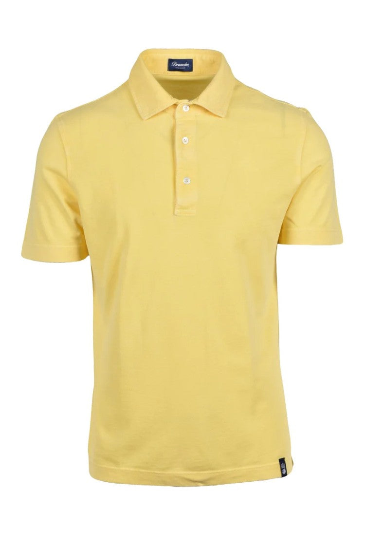 Drumohr Yellow Knitted Cotton Polo