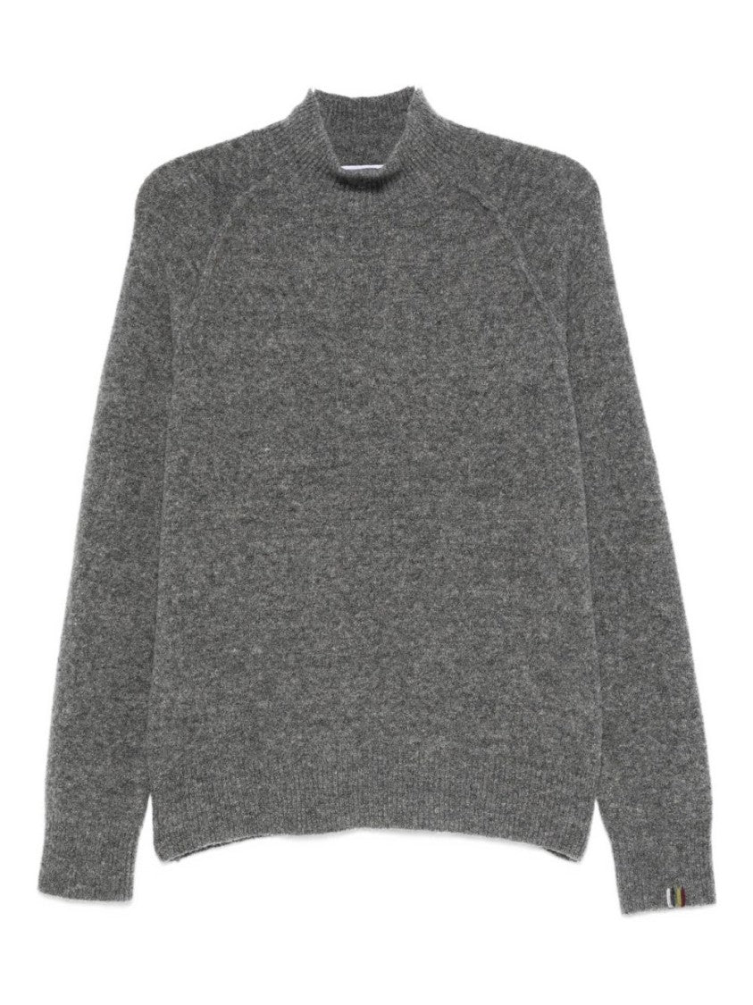 Alpha Studio High-Neck Knit Sweater With Ribbed Cuffs