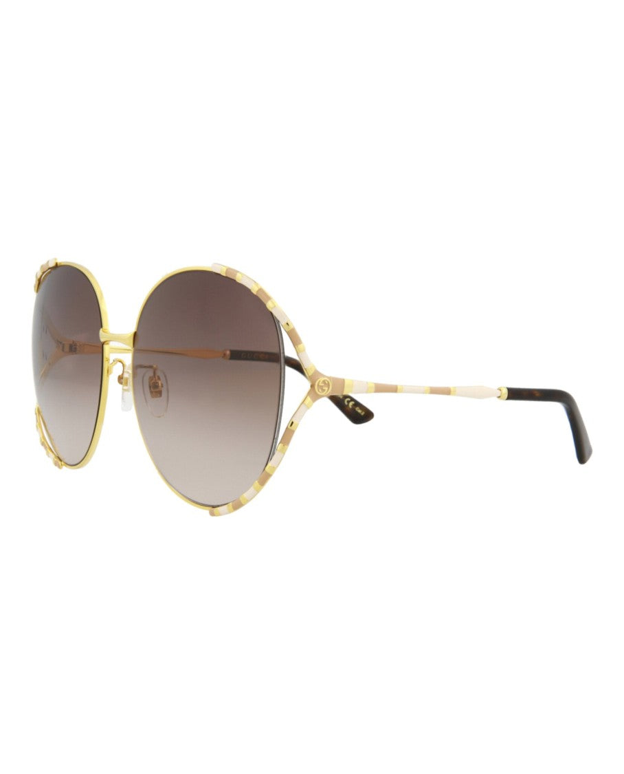 Gucci Round-Frame Metal Sunglasses
