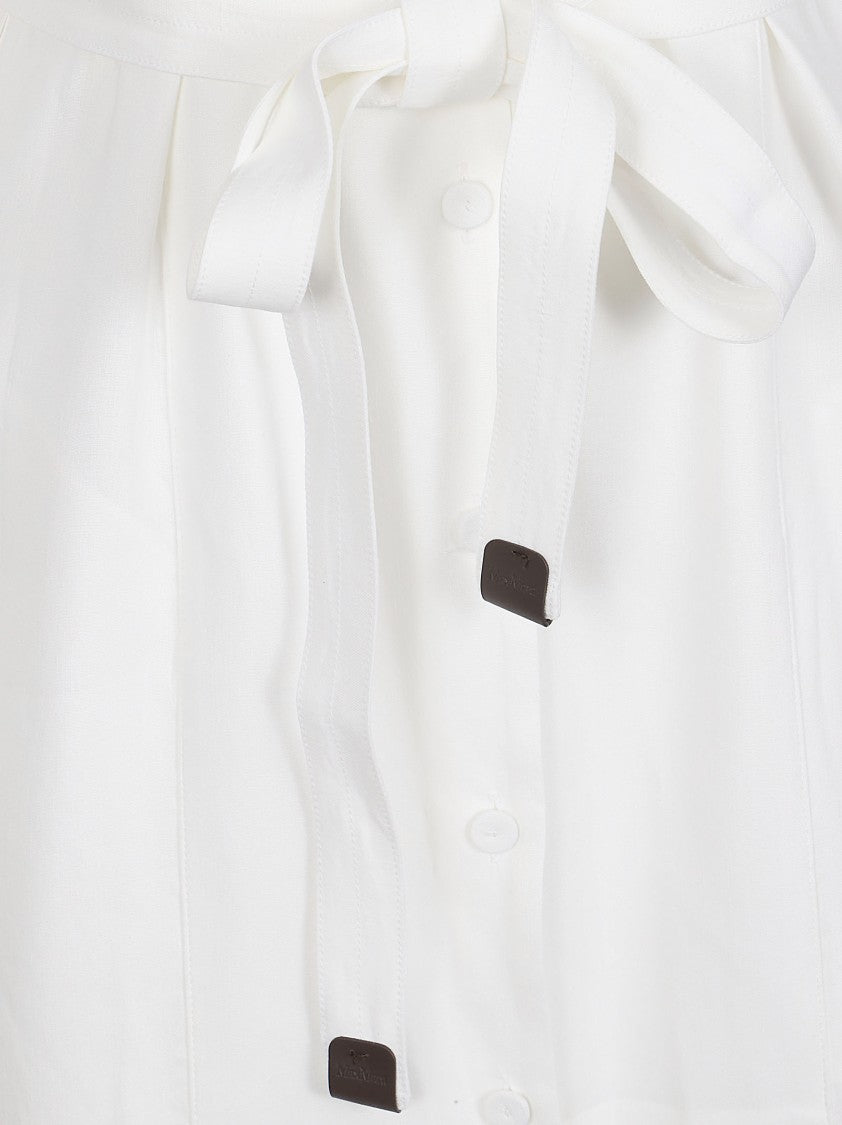 Max Mara Shirt Dress In Stretch Linen Blend With Waist Tie