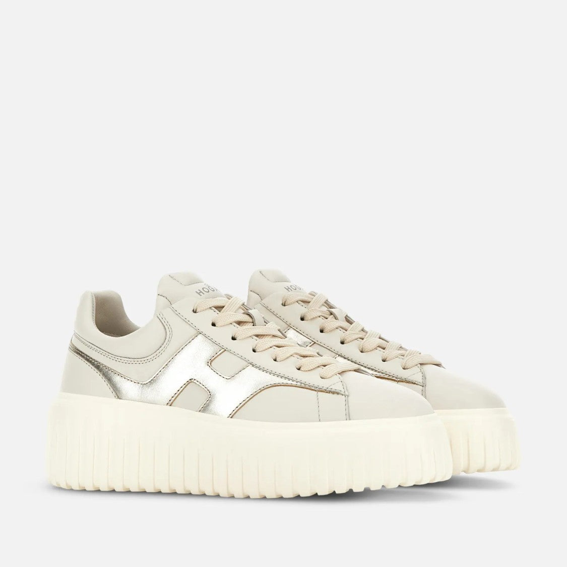 Hogan H-Stripes Lace-Up Sneakers In Sheepskin And Calfskin