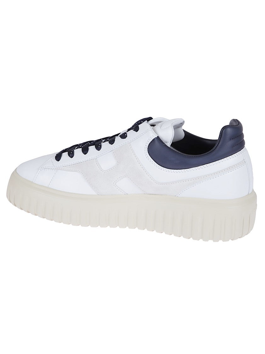 Hogan Low-Top White Nappa Leather Sneakers With Suede Accents