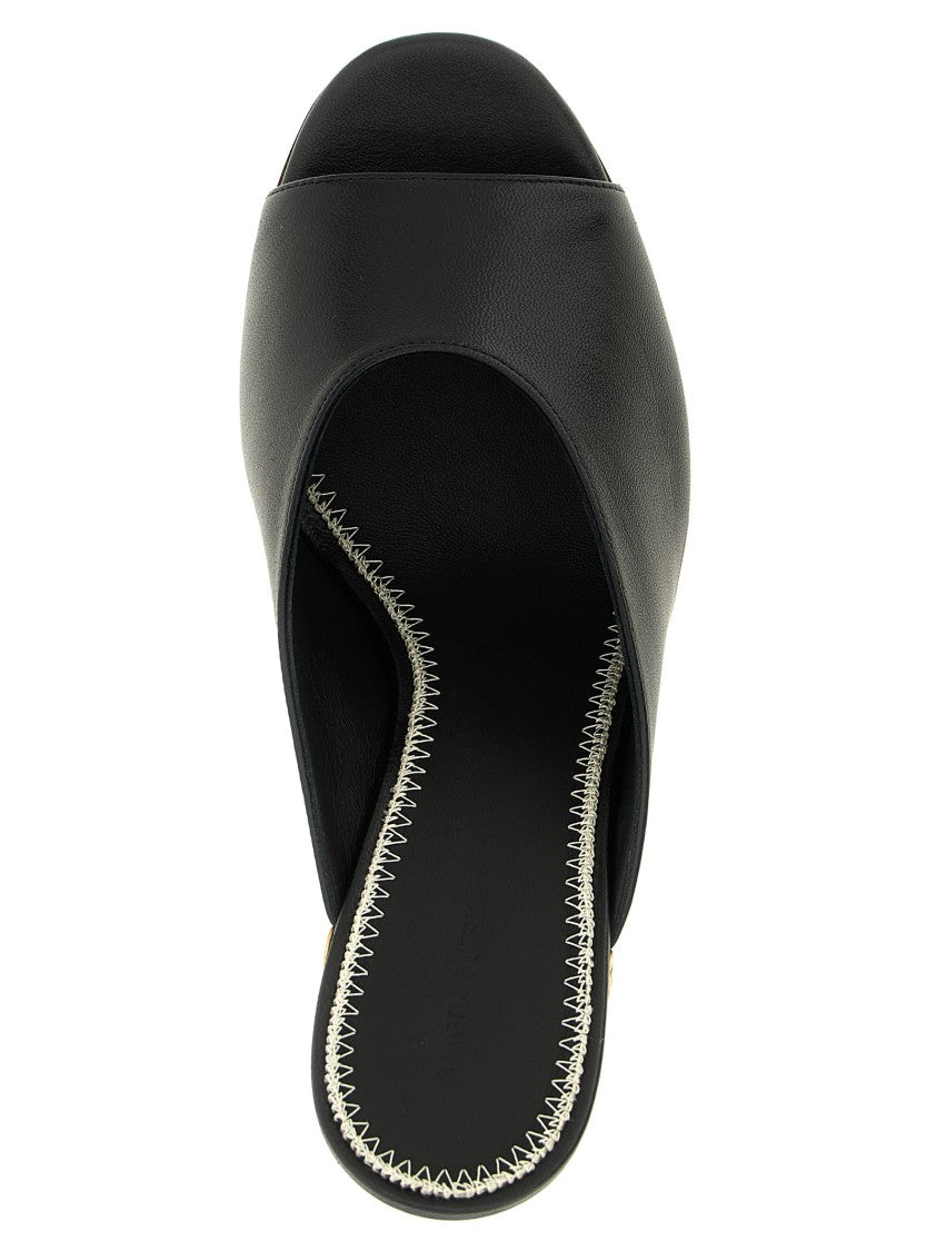 Magda Butrym Open Toe Leather Mules With Sculpted Wooden Wedge