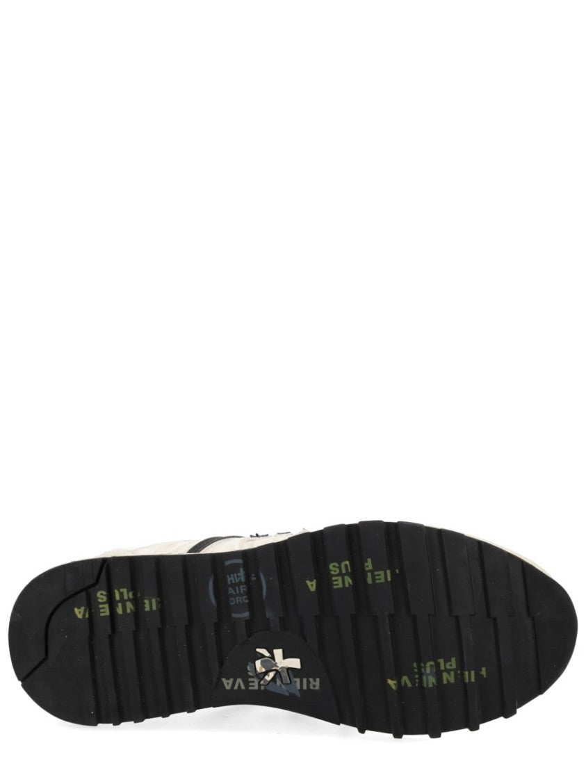 Premiata Lucy Cream Fabric Black Sneakers