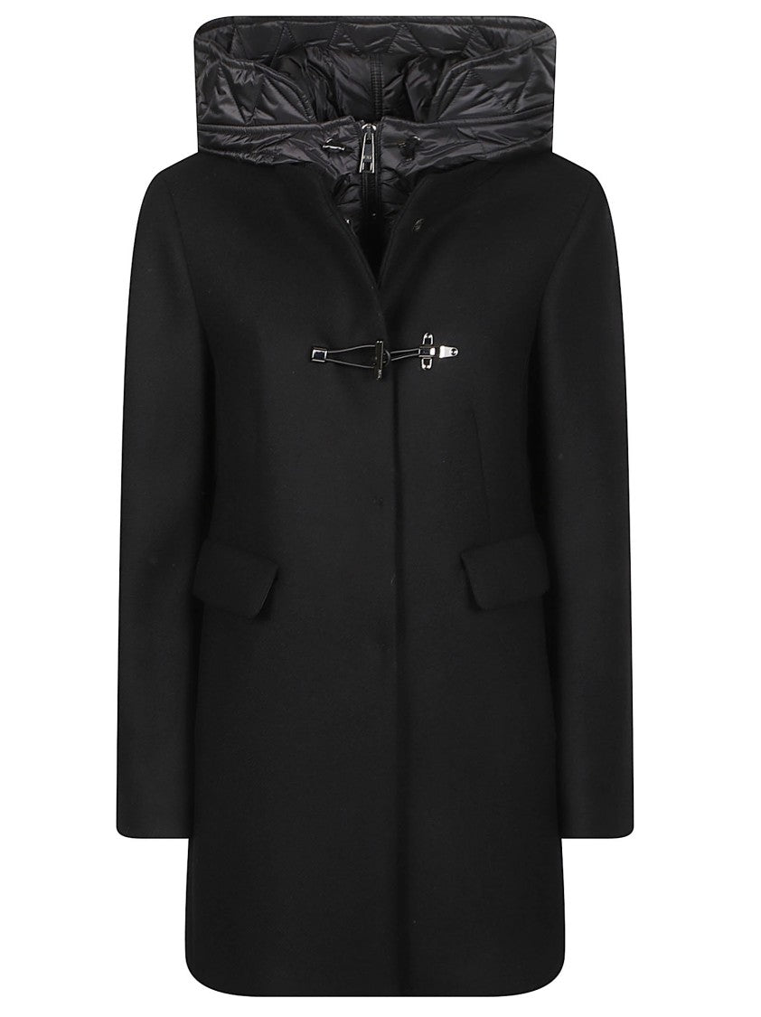 Fay Toggle Double Breasted Front Nylon Wool-Blend Coat