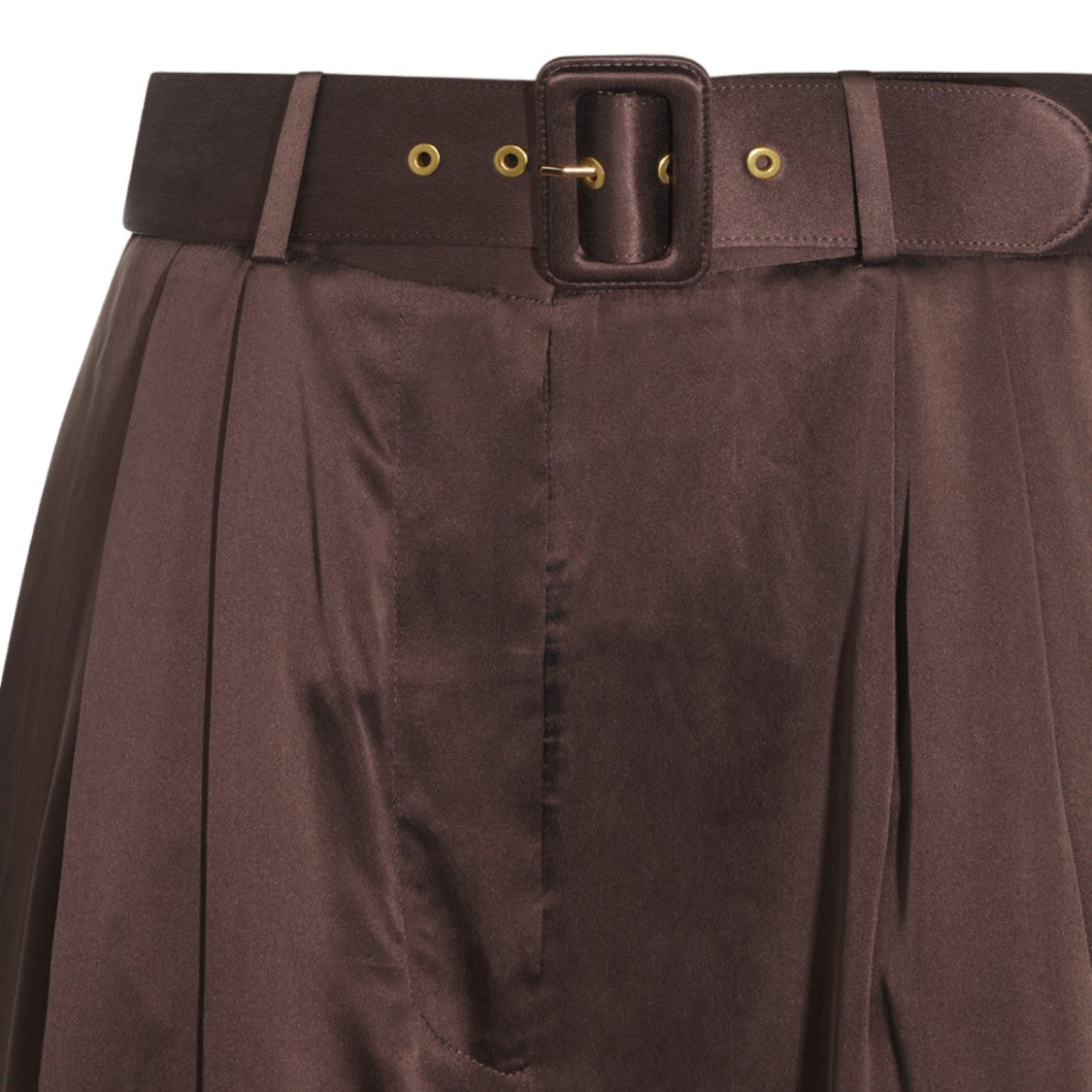Zimmermann High-Waist Wide-Belt Pleated Straight-Leg Pants