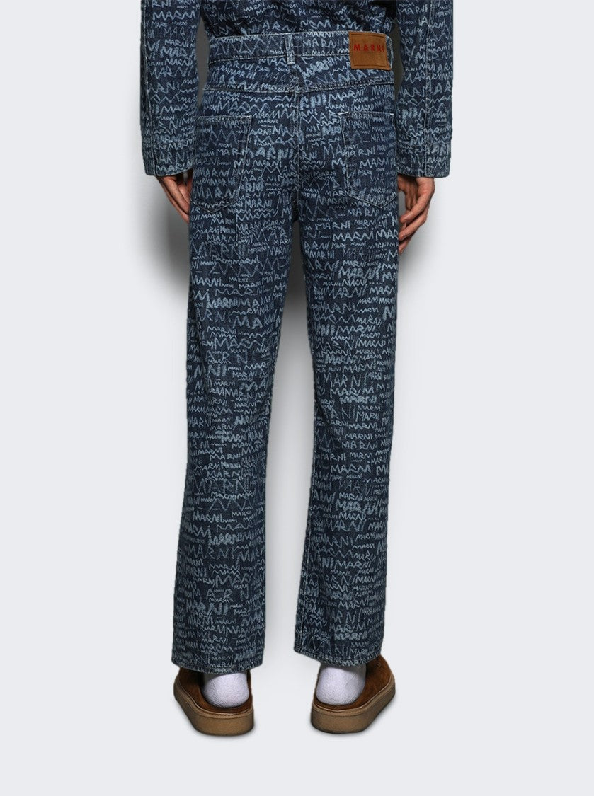 Marni Relaxed Fit Jeans With Unique All-Over Print