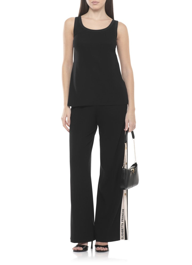Elisabetta Franchi Black Logo Button Viscose Tank Top