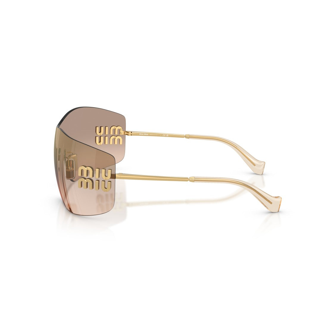 Miu Miu Rimless Brown Gradient Sunglasses With Gold Temples