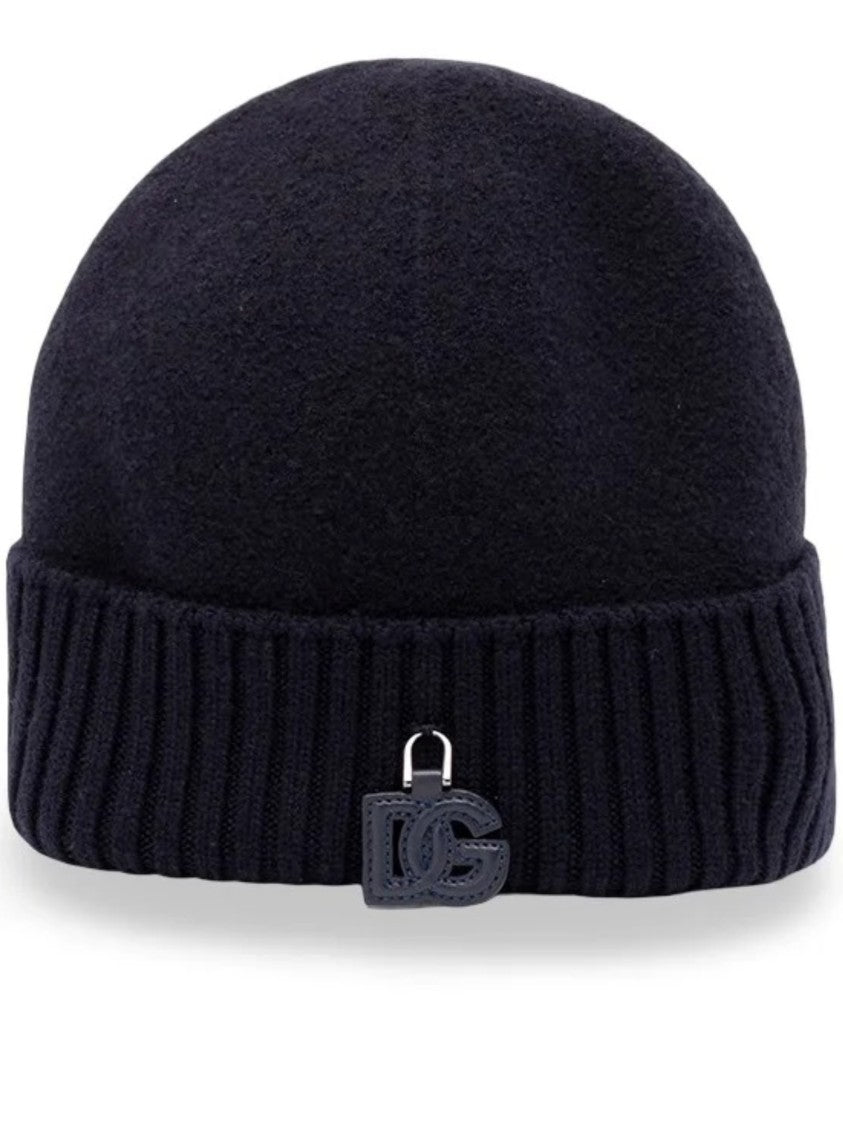 Dolce & Gabbana Berretto Black Ribbed Beanie Hat