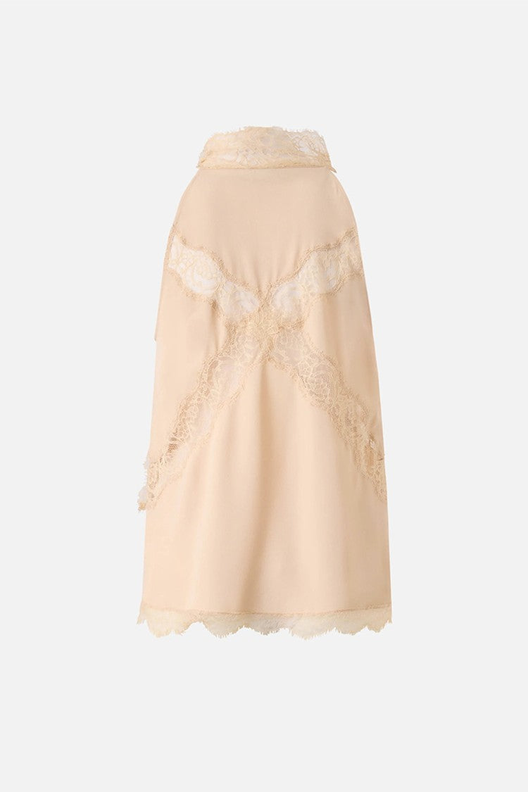 Pinko Pink Mandarancio Lace Trim Tie Waist Acetate-Silk Tank Top