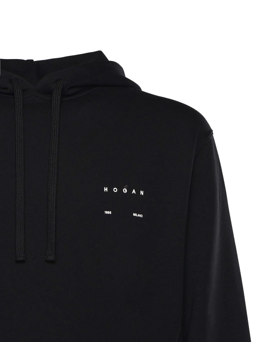 Hogan Minimalist Black Hoodie Sweatshirt