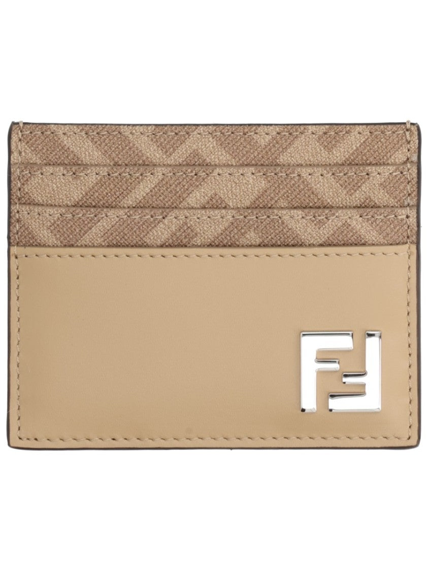 Fendi Leather Chevron Textured Card Holder