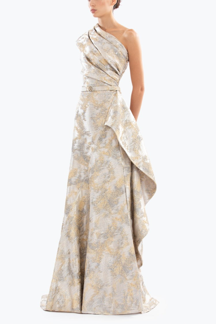 Saiid Kobeisy One -Shoulder Brocade Dress