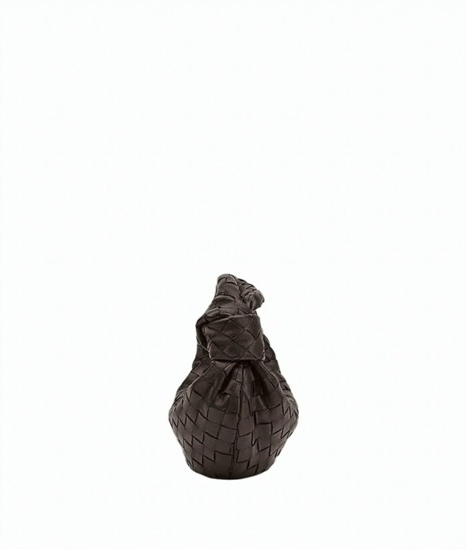 Bottega Veneta Mini Crescent-Shaped Handbag With Woven Pattern And Knotted Handle