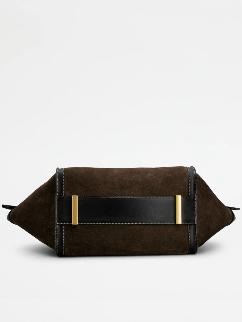 Tod's Suede Leather-Trim Tim Tote Bag