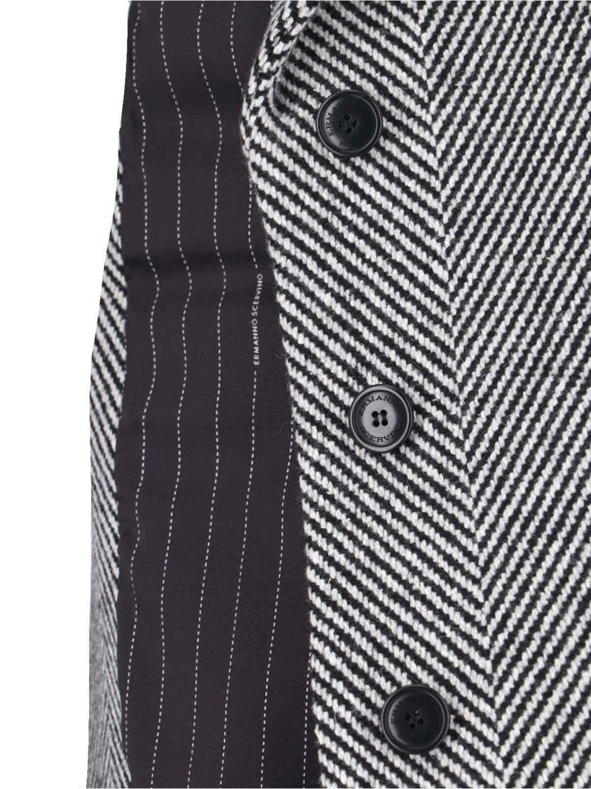 Ermanno Scervino Maxi Coat With Houndstooth Pattern – Black