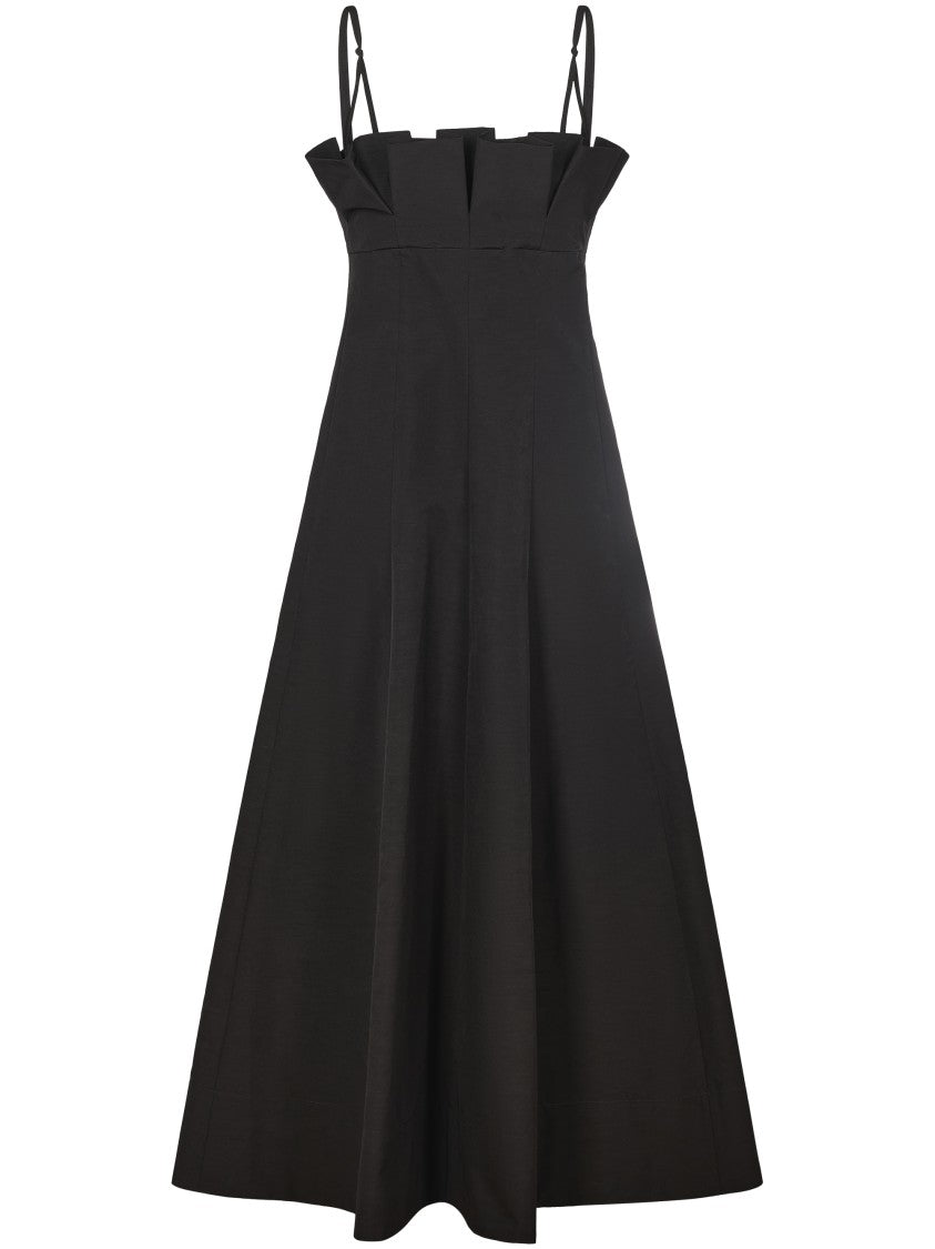 Philosophy Di Lorenzo Serafini Fitted Black Dress With Structured Pleats