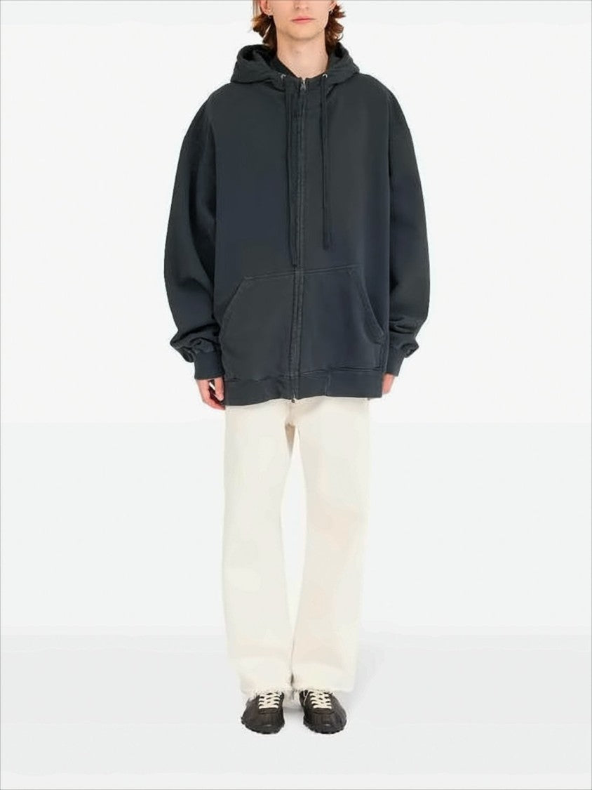 Maison Margiela Oversized Zip-Up Hoodie With Relaxed Fit And Drawstring Hood