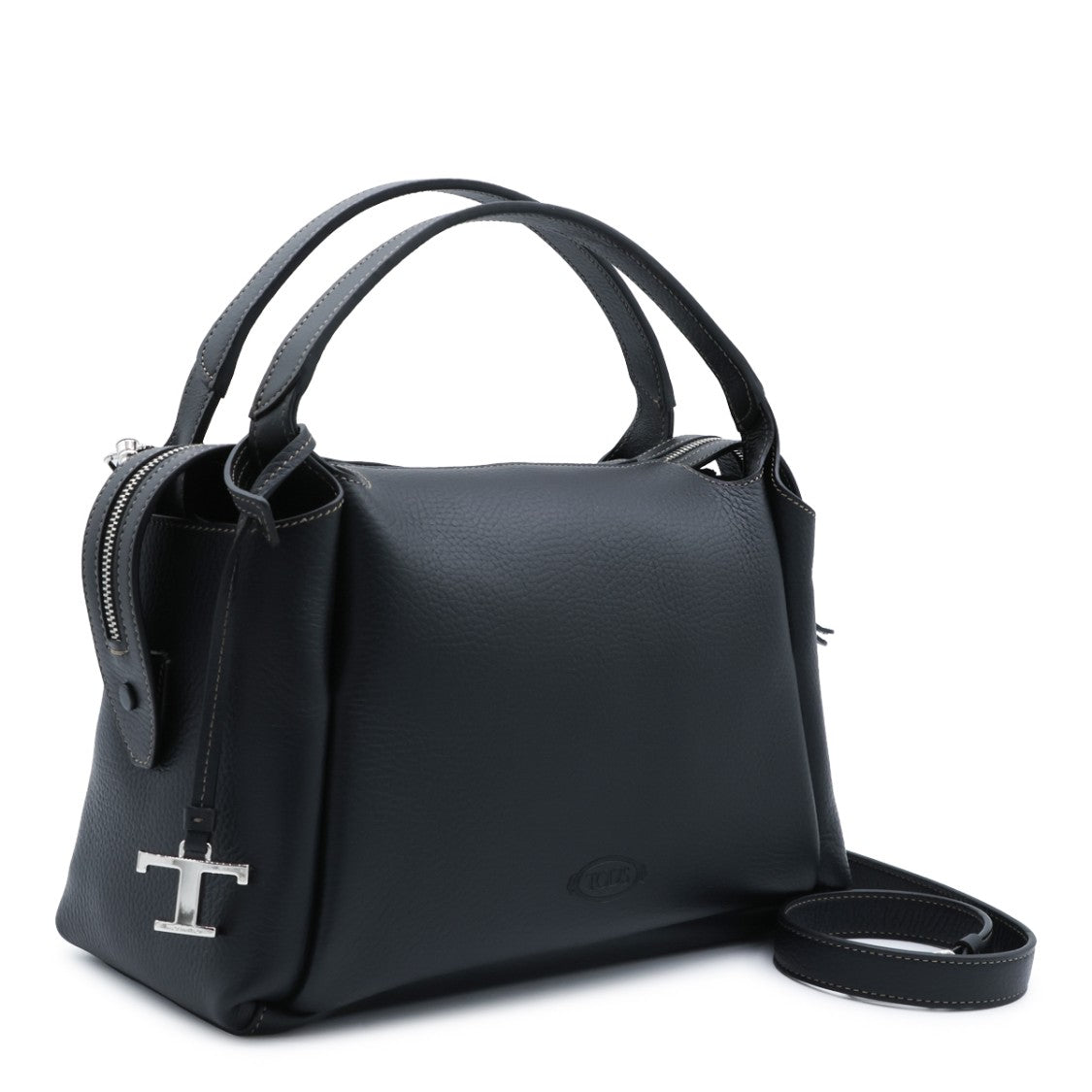 Tod's Structured Pebbled Leather Shoulder Bag With Silver-Tone Accents