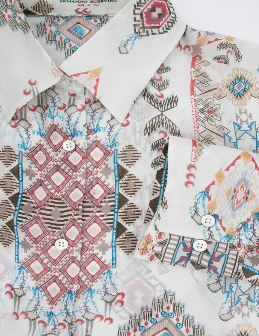 Ermanno Scervino Silk Shirt With Geometric And Floral Print