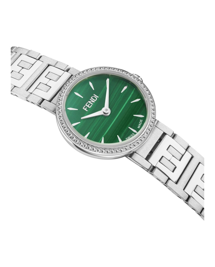 Fendi Fendi Diamond-Embellished Watch With Green Malachite Dial