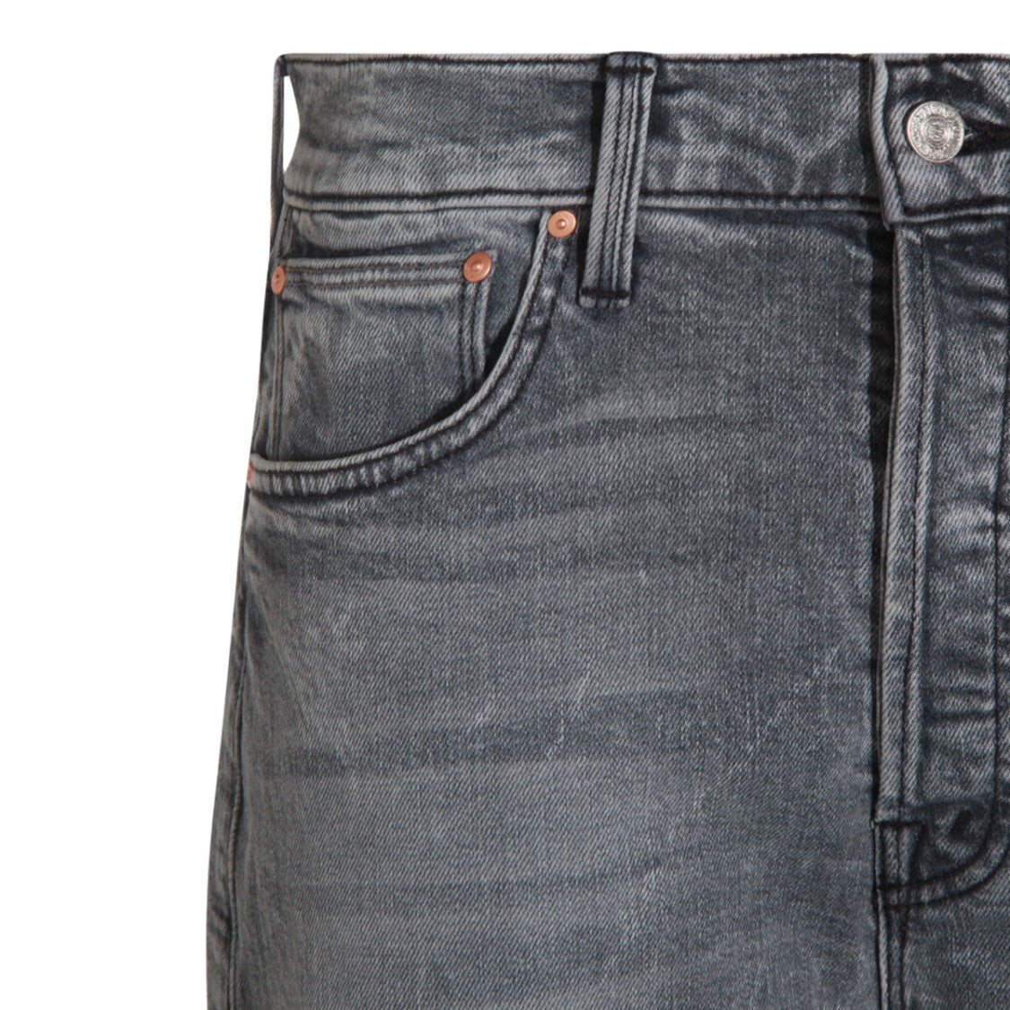 Mother Straight-Leg High-Waist Jeans With Faded Grey Wash