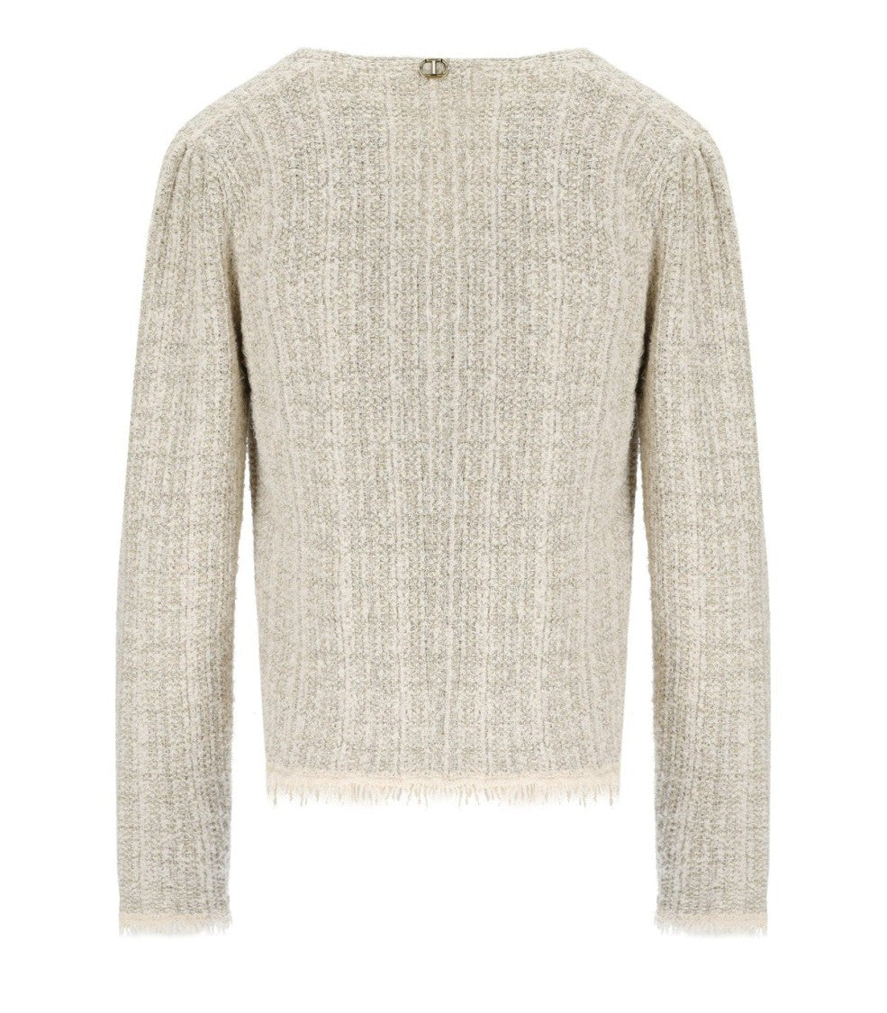 Twin-Set Jacquard Lurex Gold Knitted Jacket