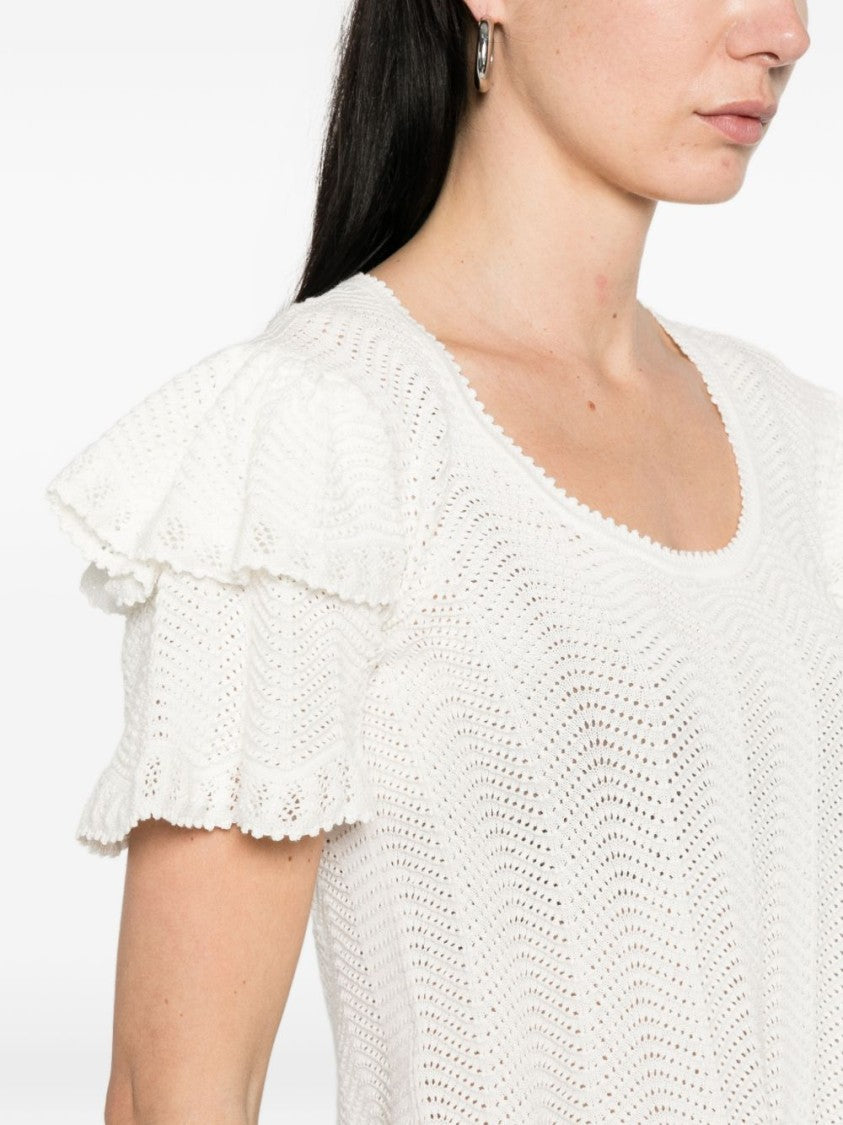 Twin-Set White Ruffle Detail Sweater