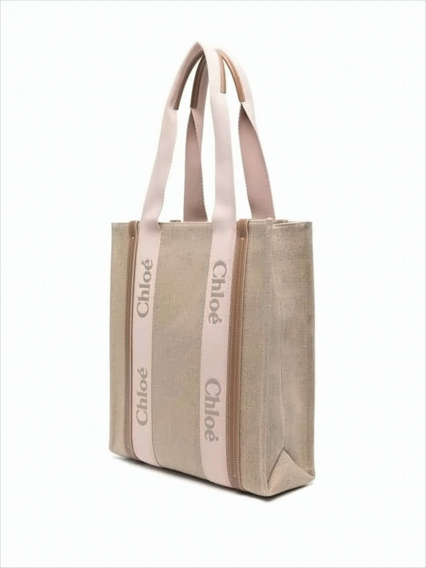 Chloé Structured Linen Shoulder Bag
