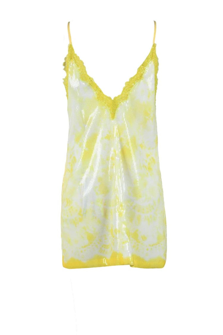 Msgm Sequin Sheath Dress - Yellow