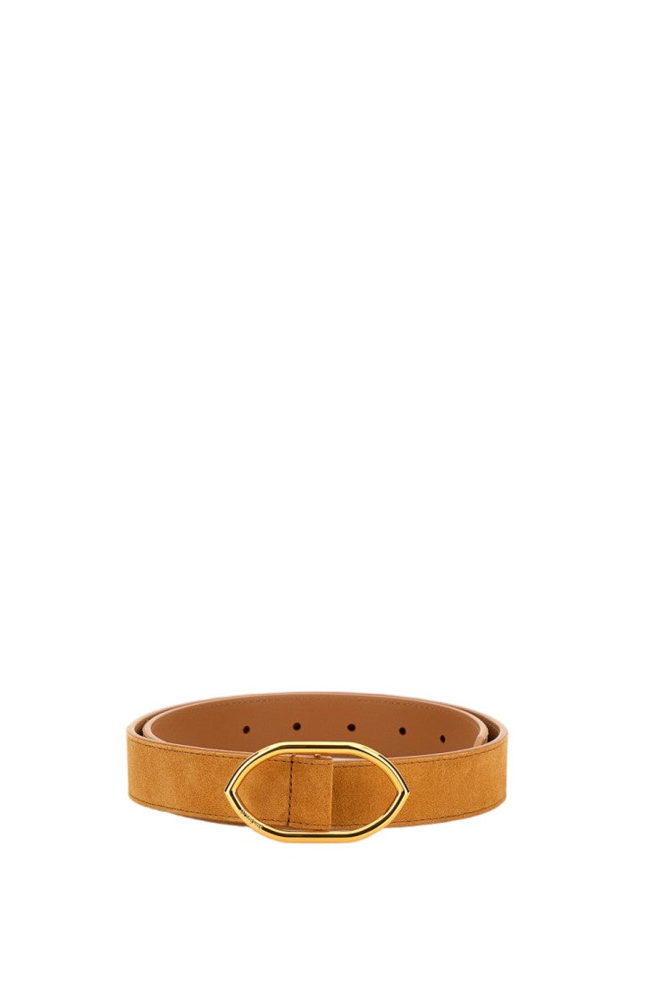 Jacquemus Belt With Gold-Tone Geometric Buckle And Suede Calfskin Finish