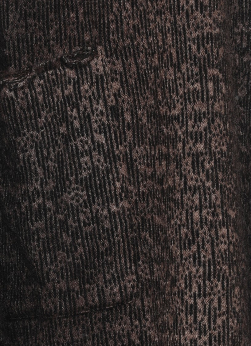 Avant Toi Black Beige Woven Shawl Cardigan