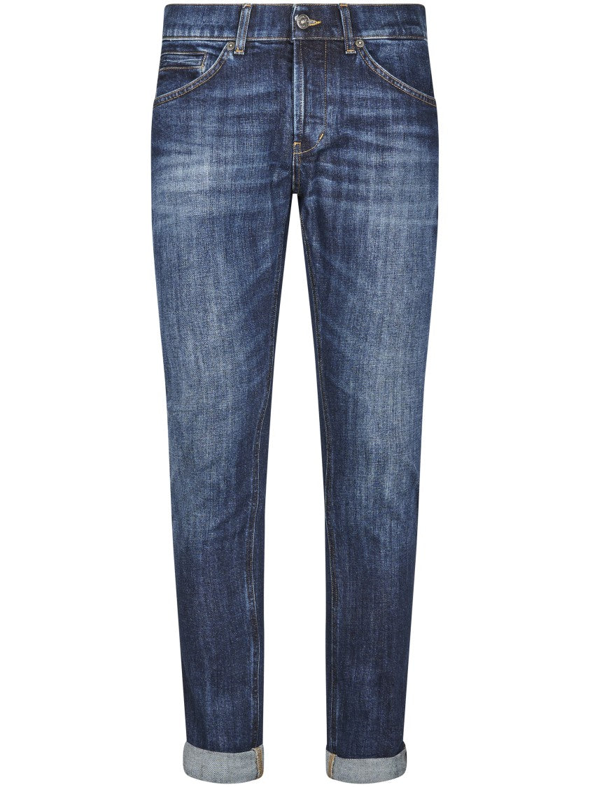 Dondup Slim Fit Denim Trousers With Five-Pocket Design And Rolled Cuffs