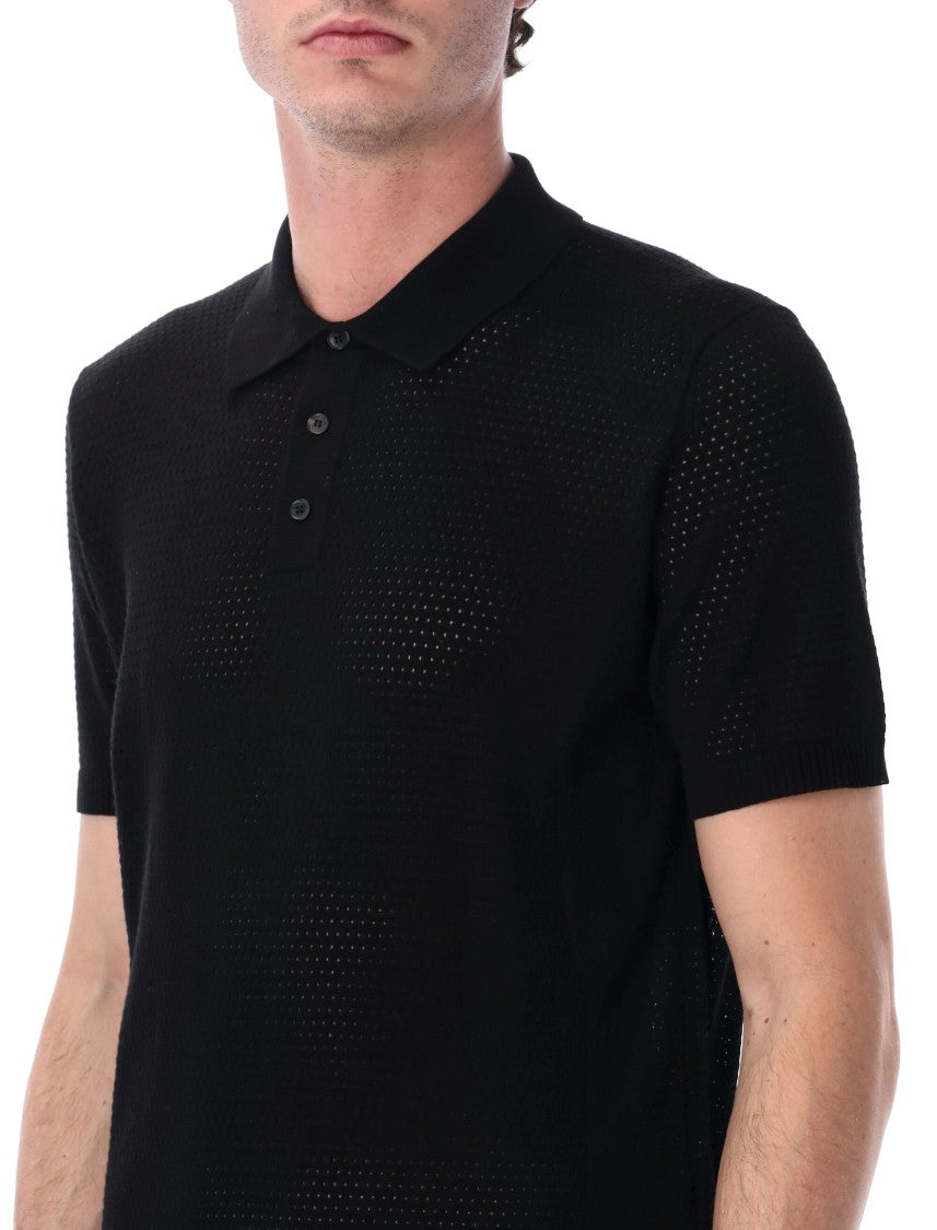 Roberto Collina Perforated Cotton Ribbed Finishes Polo Shirt
