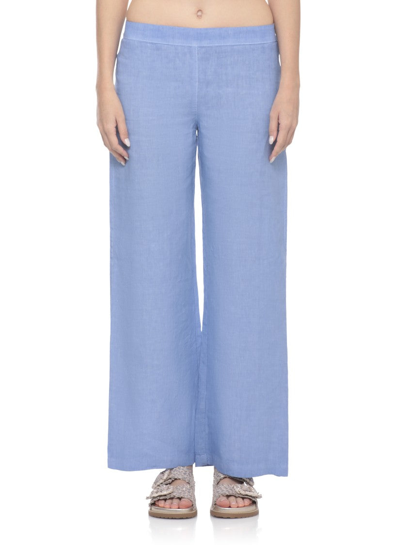 120% Lino Light Blue Elastic Waist Pants