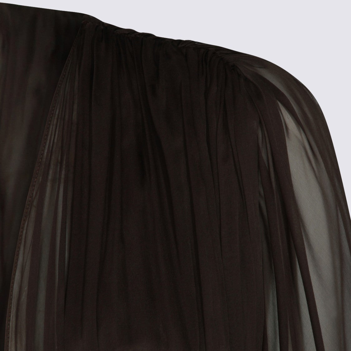 Alberta Ferretti Maxi Dress With Deep V-Neckline And Sheer Sleeves